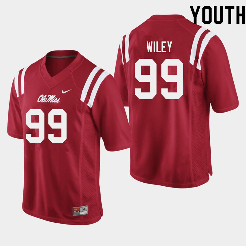Charles Wiley Ole Miss Rebels NCAA Youth Red #99 Stitched Limited College Football Jersey GOB5358IK